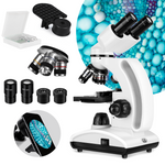 Tuword Compound Binocular Microscope 40-1000X, Dual LED Illumination & Two-Layer Mechanical Stage Biological Microscope for Adults & Students, Includes Phone Holder & Prepared Microscope Slides