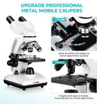 Tuword Compound Binocular Microscope 40-1000X, Dual LED Illumination & Two-Layer Mechanical Stage Biological Microscope for Adults & Students, Includes Phone Holder & Prepared Microscope Slides